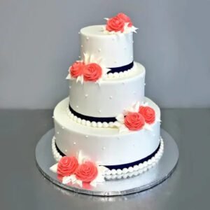 Red Roses with perl Wedding cake