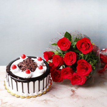 Red Roses Cake Combo