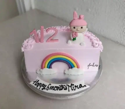 Rainbow 6 month Birthday Cake